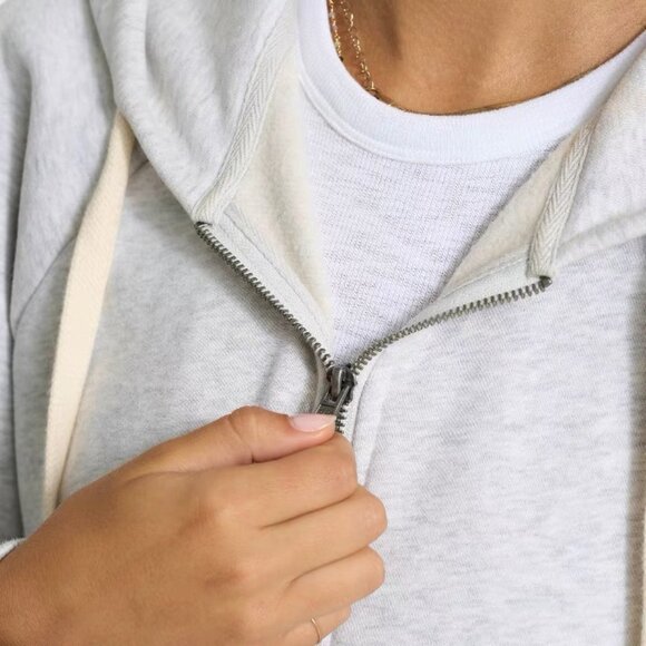 Vuori Restore Oversized Full Zip Hoodie Pale Grey Heather Medium - Picture 10 of 12